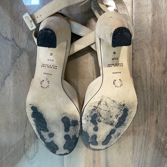 Suede Open-Toe Heels with Ankle Straps - Picture 7 of 8